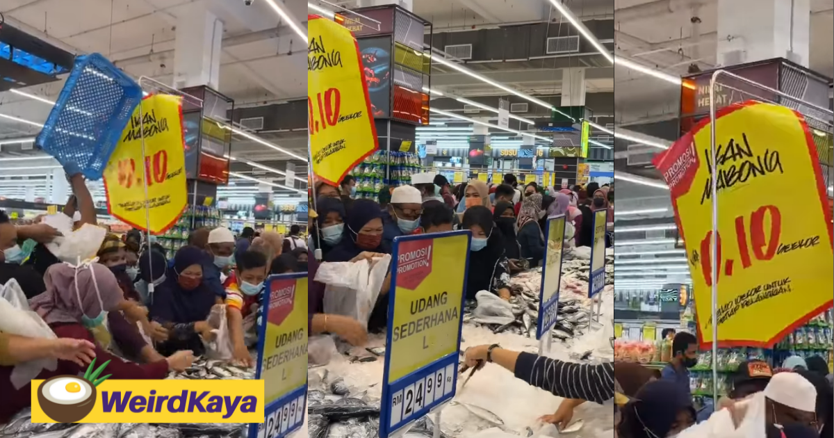 [video] chaos ensues as shoppers disregard sops to grab rm0. 10 fish at newly-opened mall in kelantan | weirdkaya