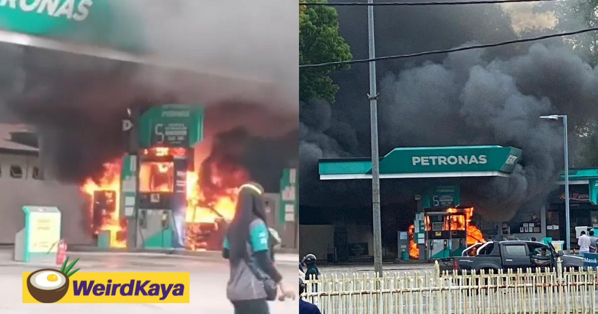 Perodua kancil bursts into flames while refueling at petronas petrol station | weirdkaya