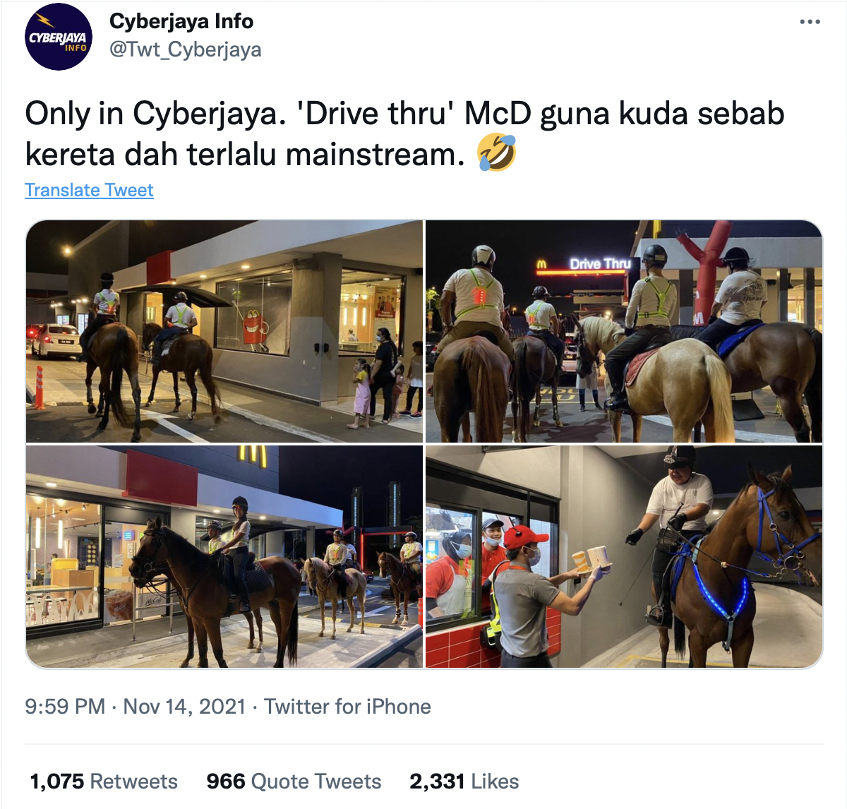 Cyberjaya info_ viral mcdonald's horse riding