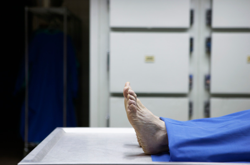 Dead body at morgue