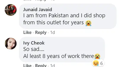 A foreigner's comment after hearing f. O. S midvalley closing down.