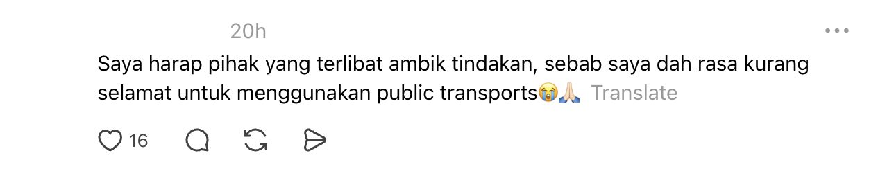 Feel less safety on public transport