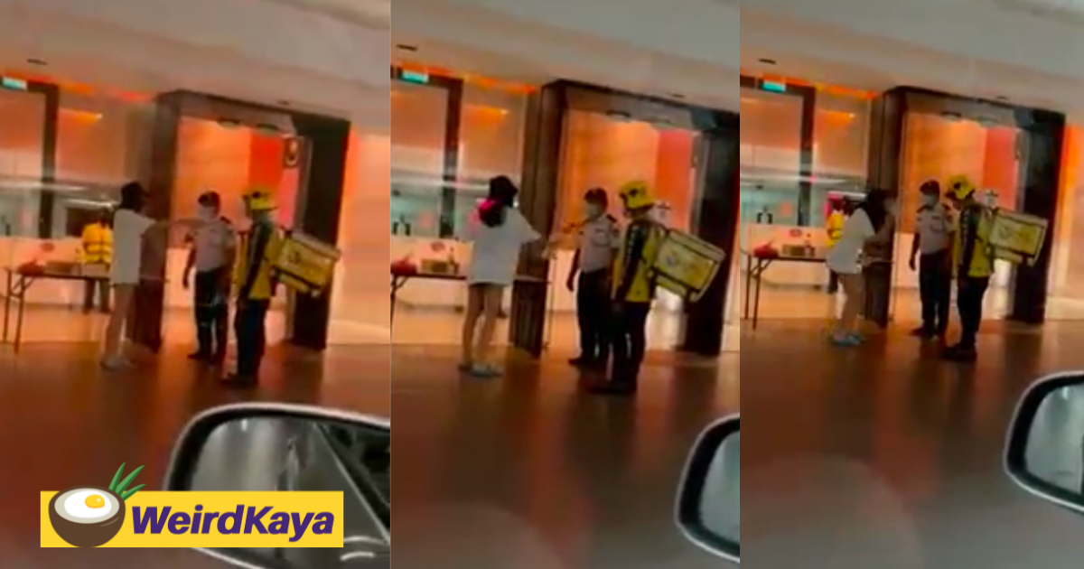 Foreigner in kl splashes bubble tea at security guard over not able to have it sent to her doorstep | weirdkaya