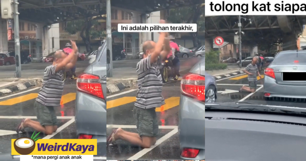 Kind M'sian helps man who knelt down and begged for money in the middle of the road