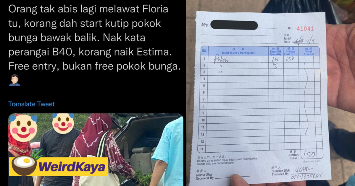 Makcik accused for acting like b40 to steal plants, son clarifies with the purchase receipt | weirdkaya