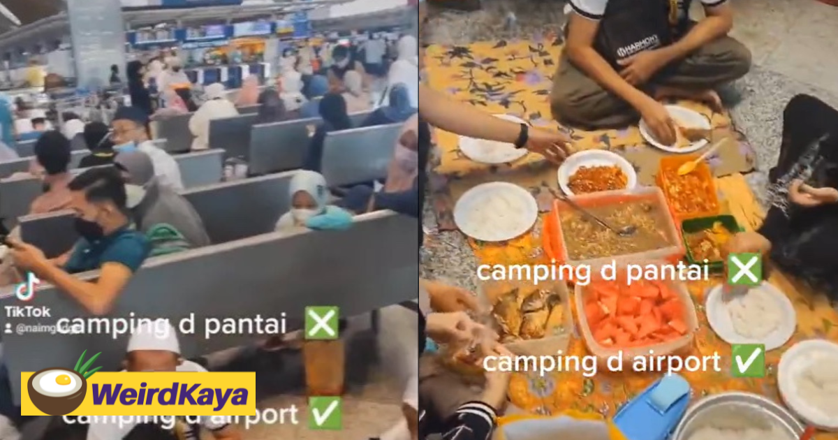 Picnic at klia? M’sian family spotted having full spread at lounge area, sparks debate online | weirdkaya