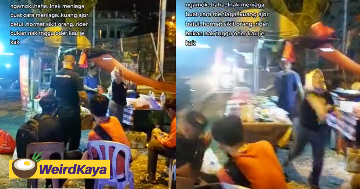 Cheras burger seller loses her cool and hurls bottle of sauce at delivery rider | weirdkaya