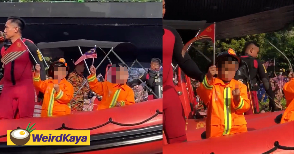 M'sian boy flashes middle finger instead of mini heart during merdeka parade by mistake | weirdkaya