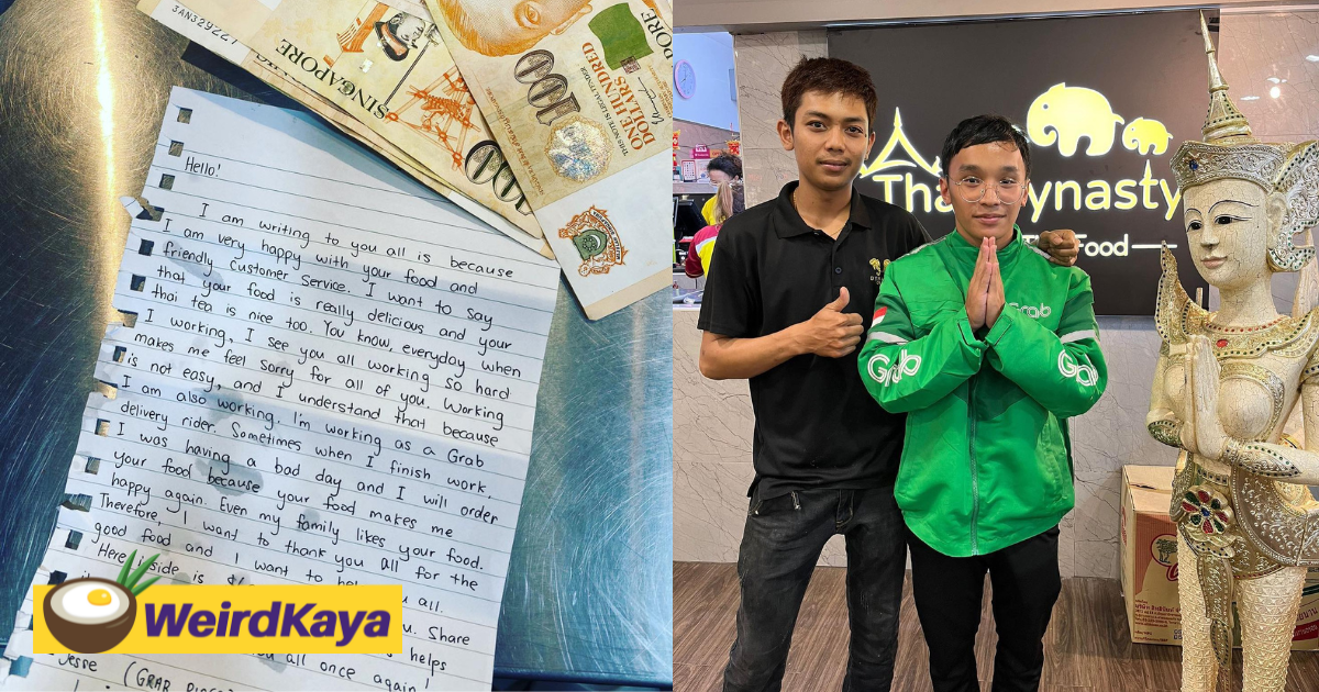 Grabfood rider gives thai dynasty staff in s'pore rm1,900 tip as he's a big fan of their food | weirdkaya