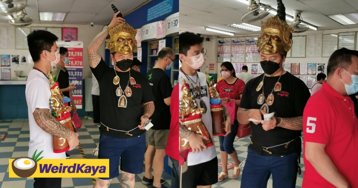 [video] two m'sians spotted carrying statues of thai deity while placing bets at puchong betting centre | weirdkaya