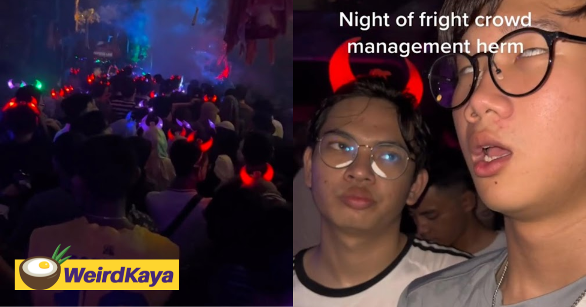 [video] super long queues with no social distancing spotted at sunway’s night of fright | weirdkaya