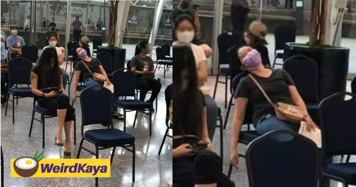 Woman unwittingly frightens ppv staff by falling asleep at waiting area | weirdkaya