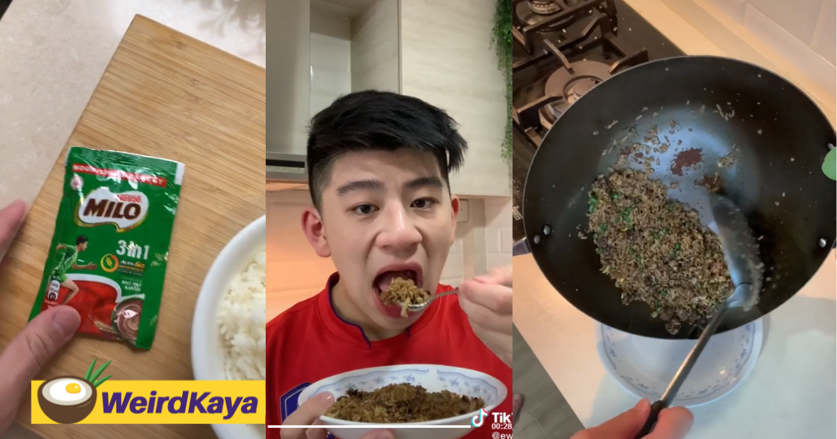 S'porean tiktoker enrages netizens with disgusting fried rice recipes using milo and coffee powder | weirdkaya