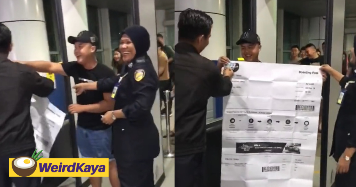 Man shows up at sabah airport with huge boarding pass & it's hilarious af | weirdkaya