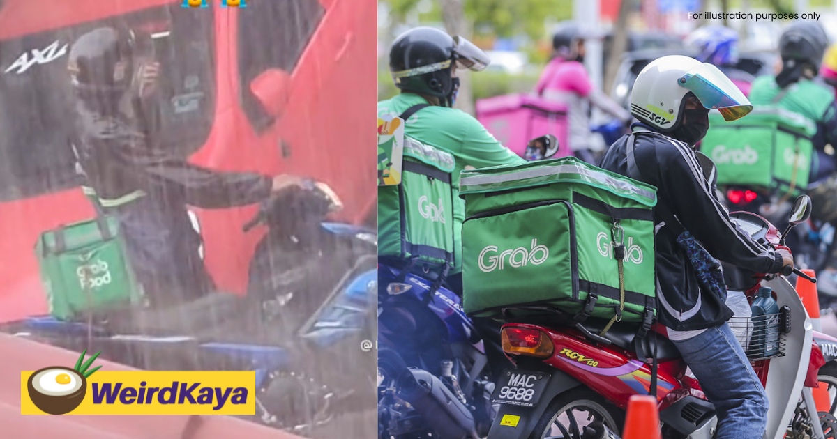 Netizen gives rm40 tip to grabfood rider for sending his meal during a downpour | weirdkaya