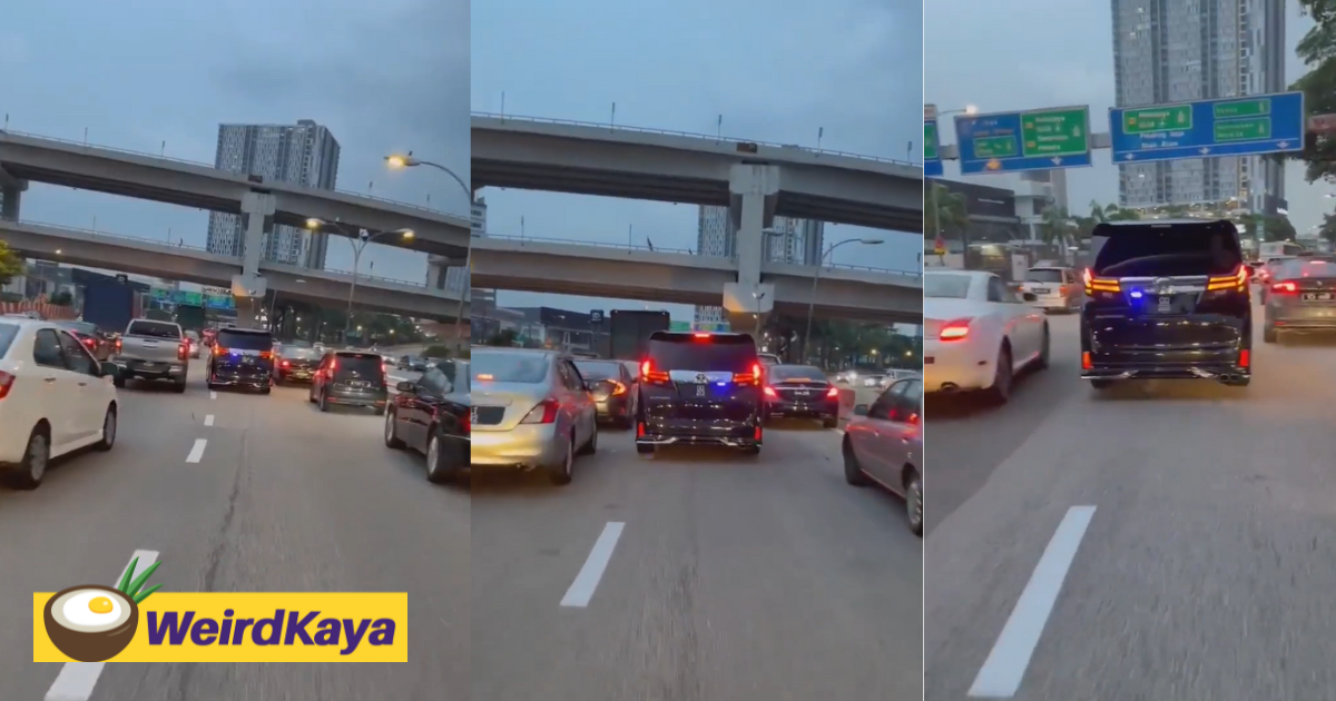 [video] vellfire uses police siren to skip jam, netizens demand stern action be taken | weirdkaya
