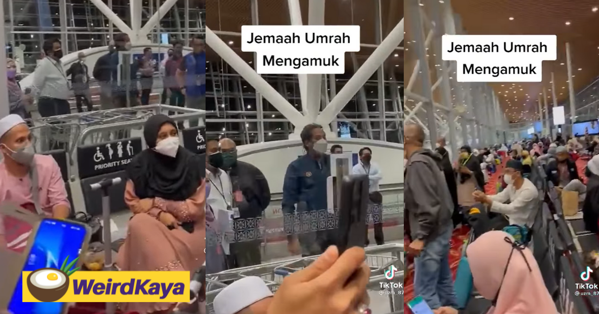 [video] tempers run high as 500 umrah pilgrims wait for hours to wear tracking devices at klia | weirdkaya