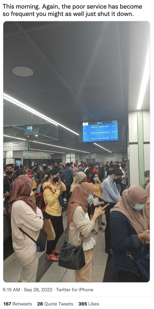 'just shut it down' m'sians unhappy over another mrt breakdown, urges rapidkl to improve its service | weirdkaya