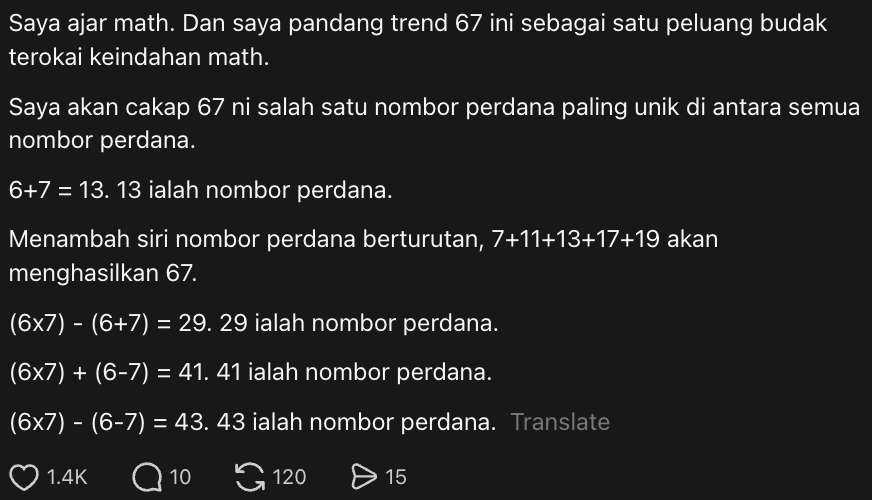 M’sian Teacher Bans Students From Saying Or Doing “67” In Class Or They’ll Have To Copy Lines 200 Times