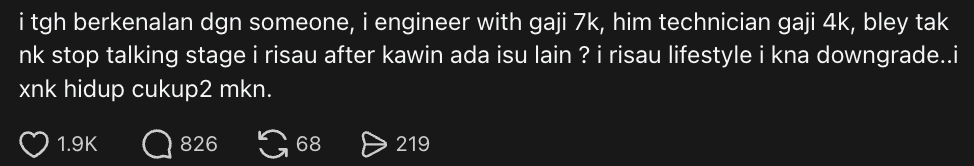M’sian Woman Earning RM7K Unsure About Dating Technician Who Earns RM4K As She Thinks It’s A ‘Downgrade’