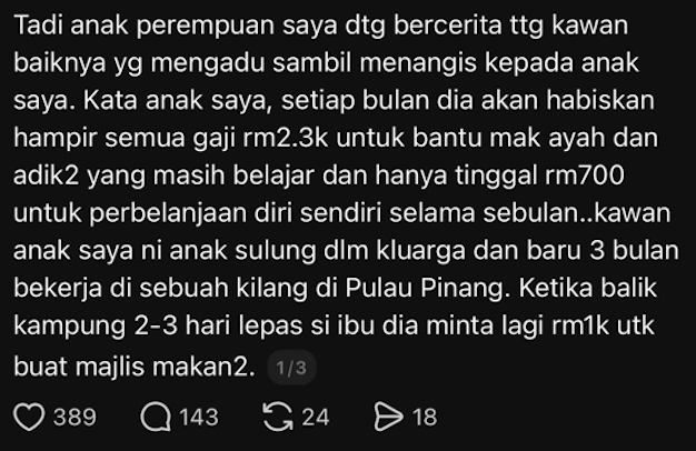 M'sian Woman Gives More Than Half Of RM2.3K Salary To Support Family, Mum Still Says It's Not Enough