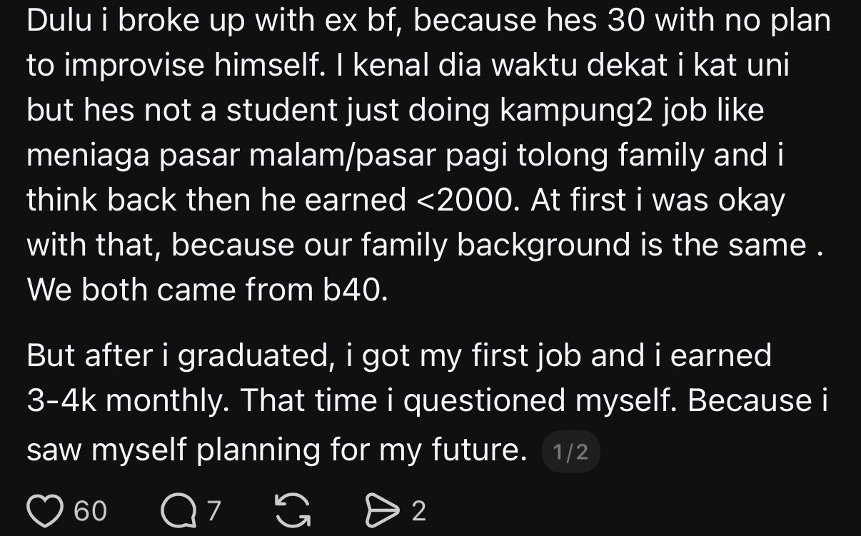 M’sian Woman Says 30yo BF Earning Below RM2K Has No Future Plans After She Graduates & Lands RM3K Job