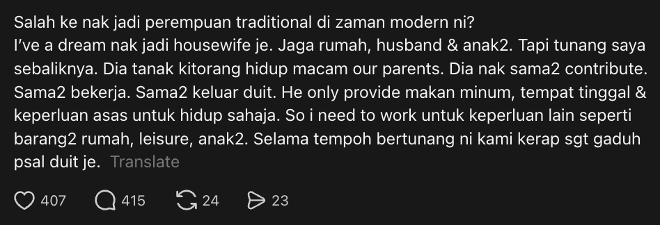 M’sian Woman Wants To Be Housewife After Marriage, But Fiancé Insists They Go 50-50