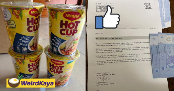 M'sian complains to Nestlé over Maggi cup without 'veggie pack', gets an apology letter and RM5