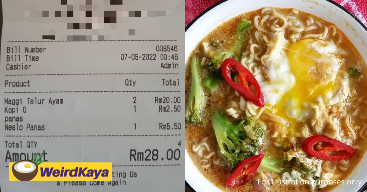 M'sian cries foul over being charged rm20 for two bowls of maggie telur ayam in sabah | weirdkaya