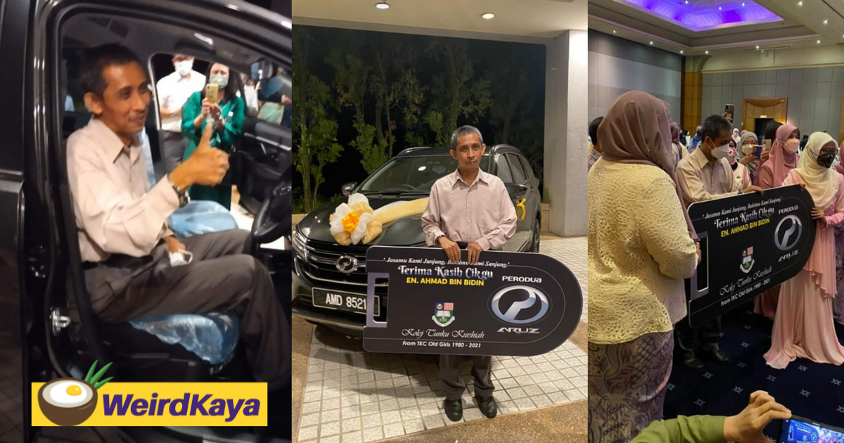 M'sian students save money together and buy teacher perodua car as a retirement gift | weirdkaya