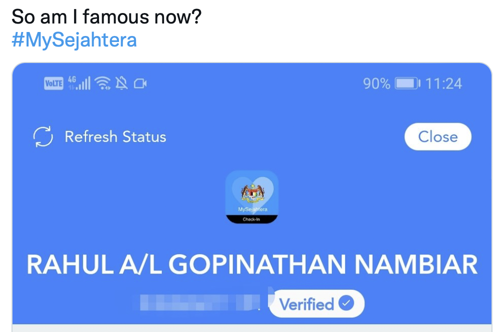 Mysejahtera blue tick verification comment 07