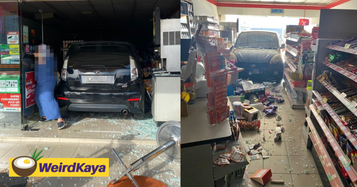 Myvi crashes into convenience store after driver steps on gas pedal by mistake | weirdkaya
