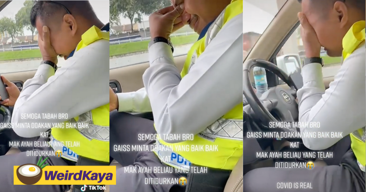 Policeman bursts into tears after receiving news of covid positive parents require intubation | weirdkaya