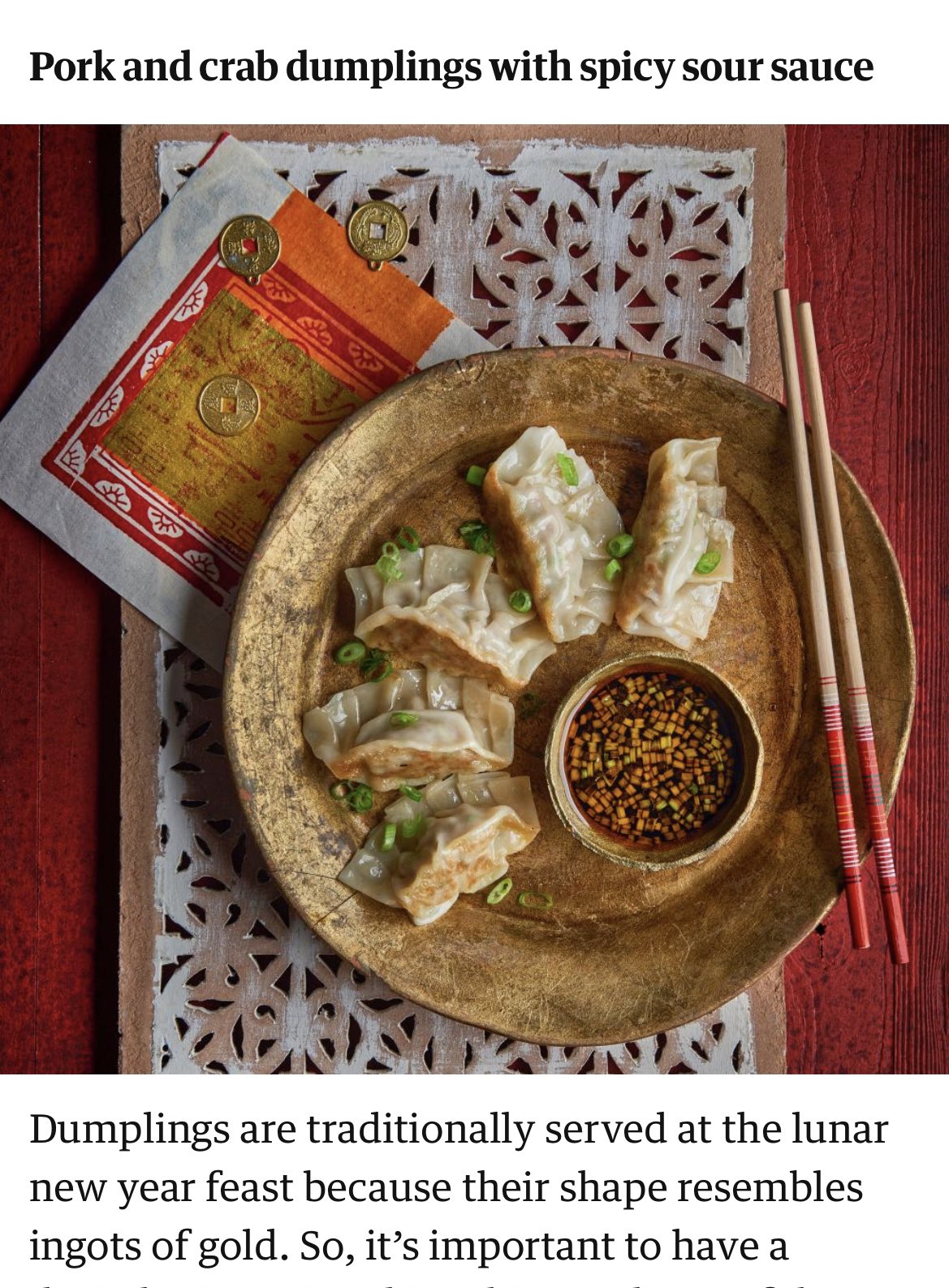 Pork and crab dumplings with spicy sour sauce