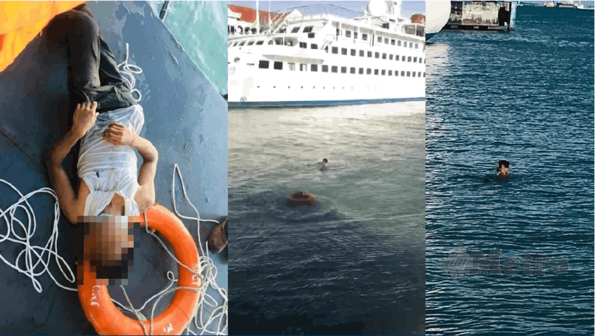 Man attempts to swim across penang straits