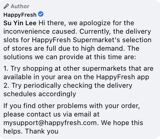 Happyfresh facebook response