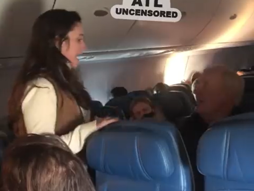 Maskless karen slaps and spits at man for taking down mask to eat on the plane