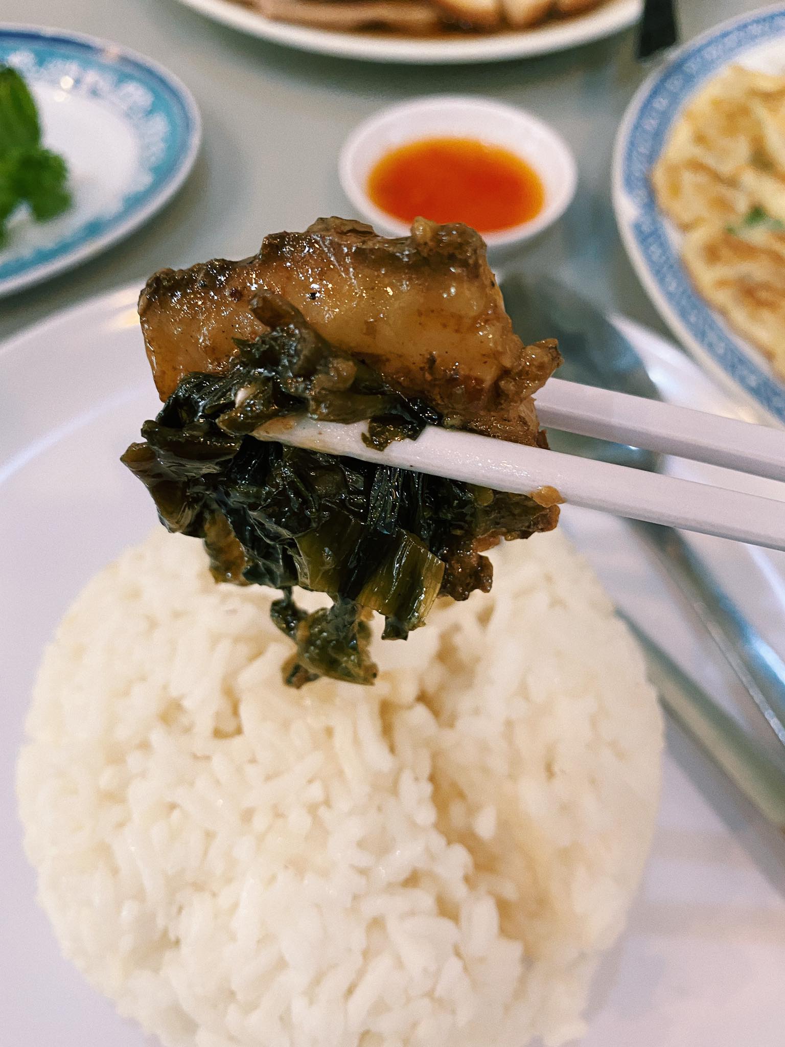 Stewed pork belly with mui choy teochew laoer