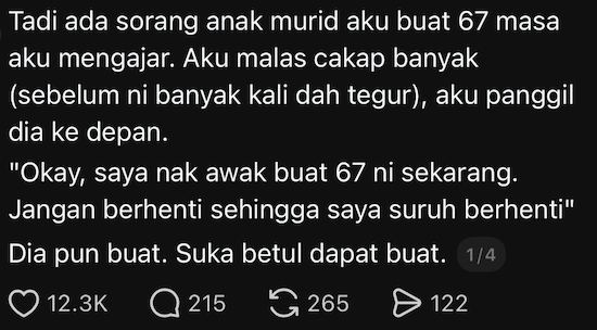 Student Keeps Doing ‘67' Meme In Class, Teacher Makes Him Continue At School Hall To Teach Him A Lesson