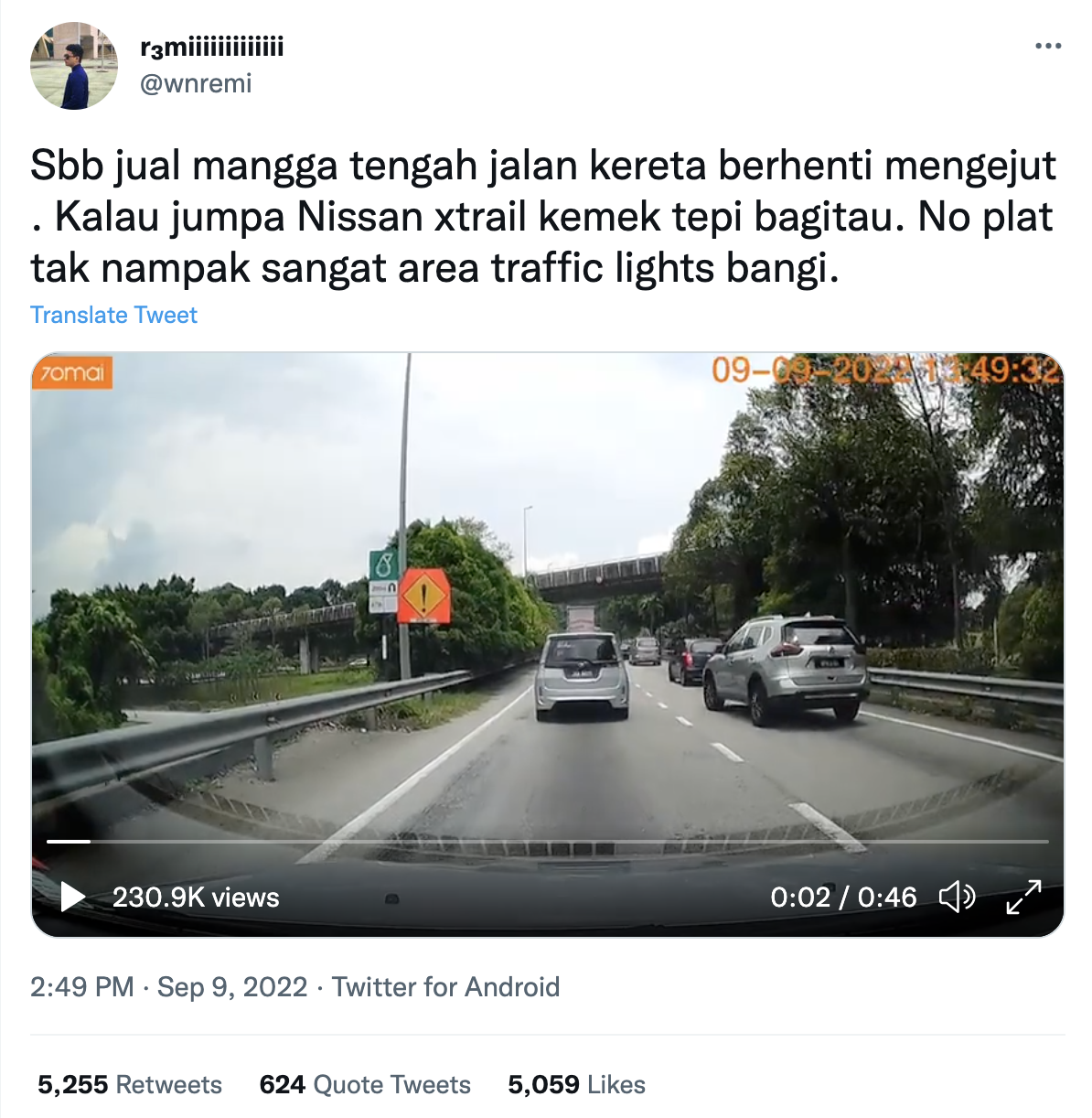 Perodua axia driver stops by roadside for pickled mango, causing hit and run accident | weirdkaya