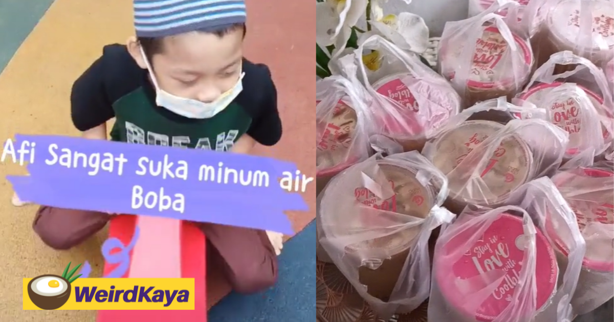 Mum almost faints in shock after son orders 17 cups of bubble tea worth rm150 | weirdkaya
