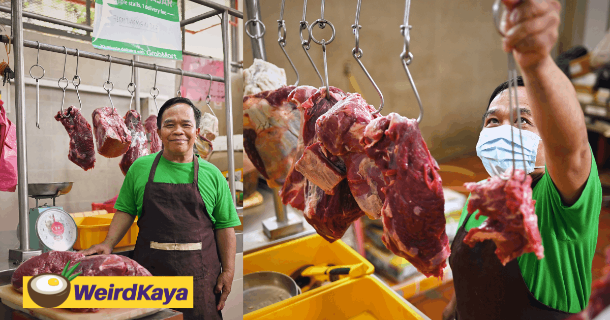 61yo meat seller at pasar batu lanchang embracing the greatness of technology | weirdkaya