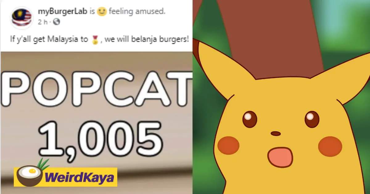 Myburgerlab's giving out free burgers if malaysia clinches the #1 spot on popcat. Click! | weirdkaya
