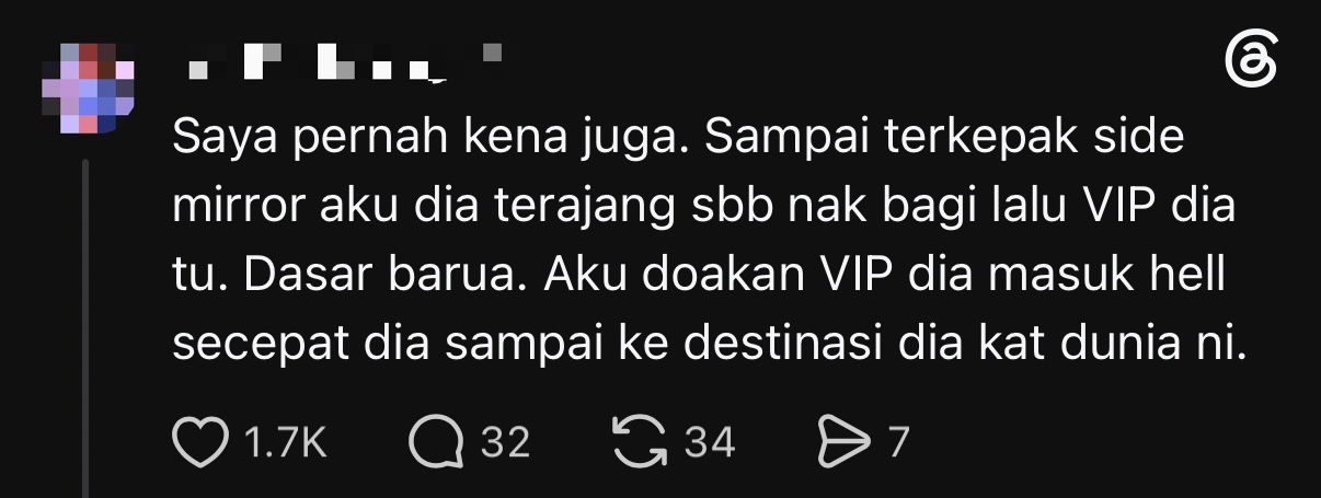 M'sian Woman Claims VIP Convoy Put Her & Kids In Danger By Forcing Her To Switch Into Narrow Lane comment 1