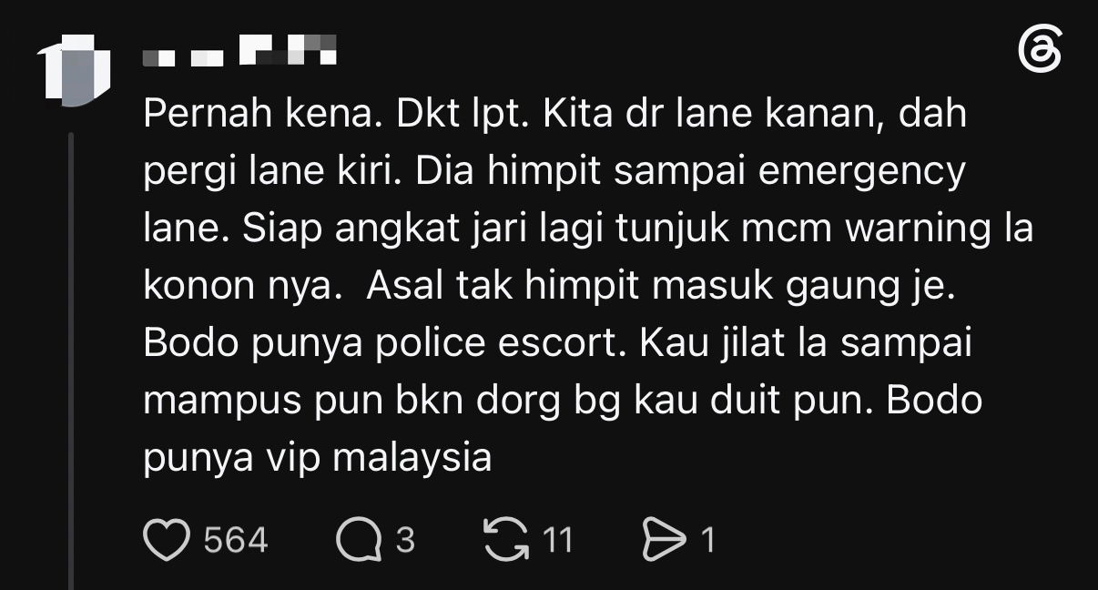 M'sian Woman Claims VIP Convoy Put Her & Kids In Danger By Forcing Her To Switch Into Narrow Lane comment 2