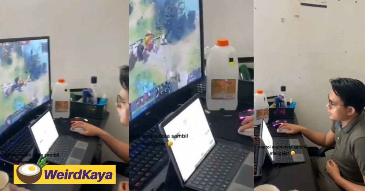 'kena busted! ' teacher criticised for allegedly playing dota while teaching online classes | weirdkaya