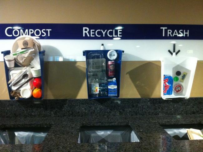 Waste-sorting bin in university of washington (photo via uw sustainability)