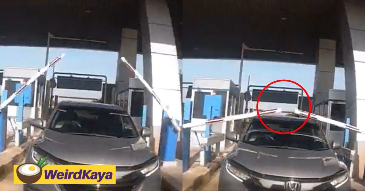 [video] honda tailgates woman and hits barricade while avoiding paying the toll fee | weirdkaya