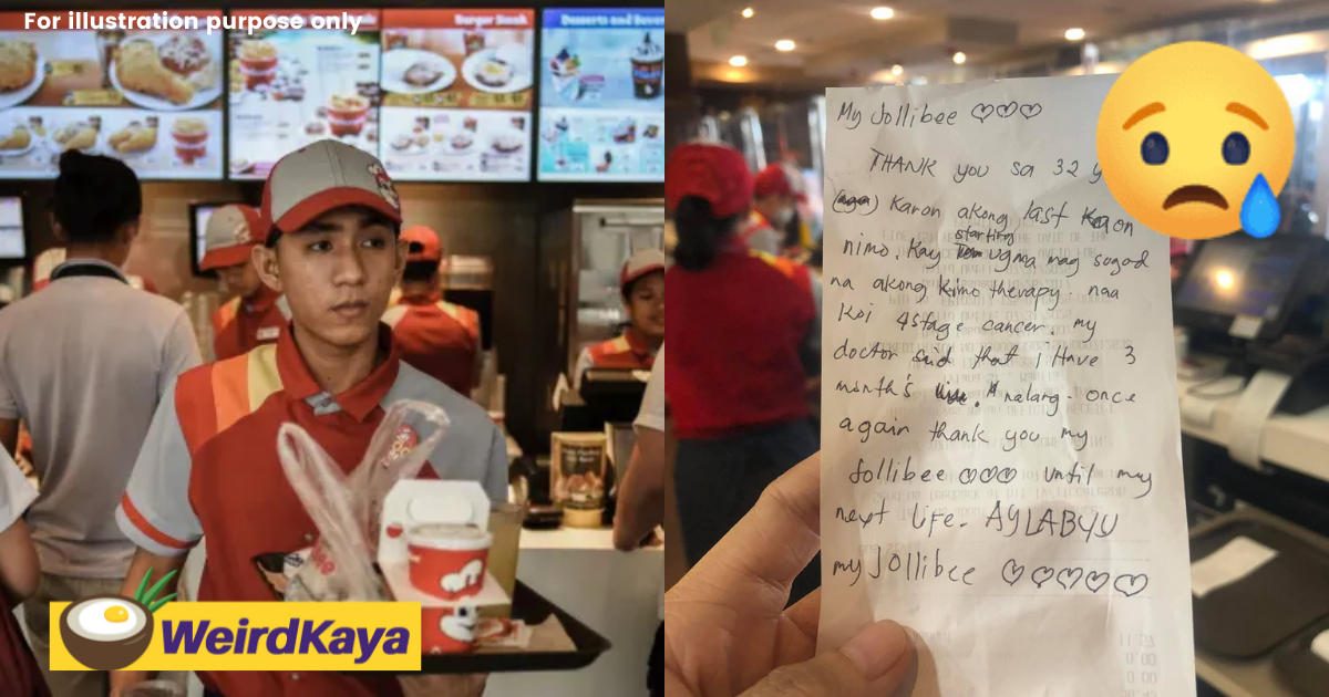 Stage 4 cancer patient left a letter after his last jollibee meal, leaves internet in tears | weirdkaya
