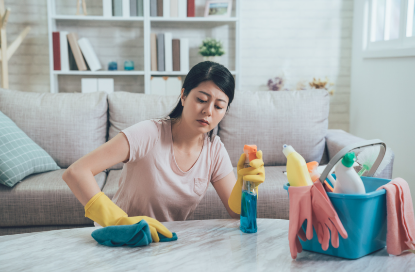 Woman doing house chores